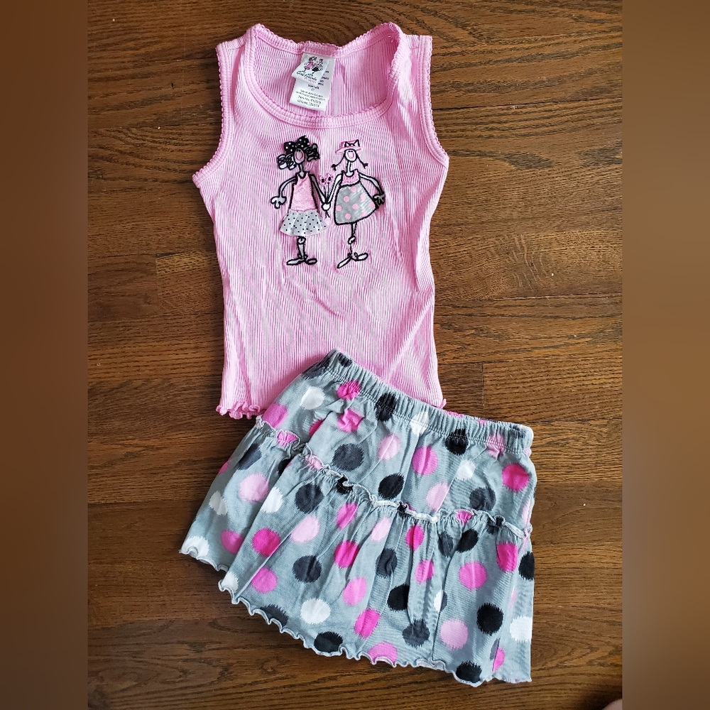 Girlfriends 4T summer pink polkadot set